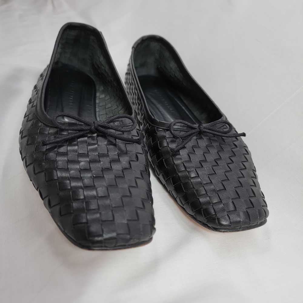 Freda Salvador Jada Square Toe Woven Ballet Flats Size 9.5 Black